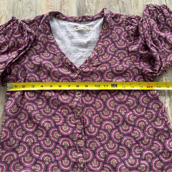 Marine Layer Printed Colette Doublecloth Top Fan Block Print SZ XS NWOT READ - Picture 8 of 9